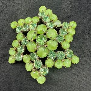 Vintage lime green moonstone brooch